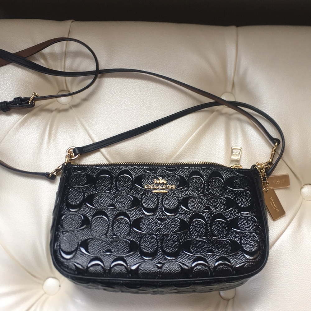 Coach Top Handle Purse in black patent